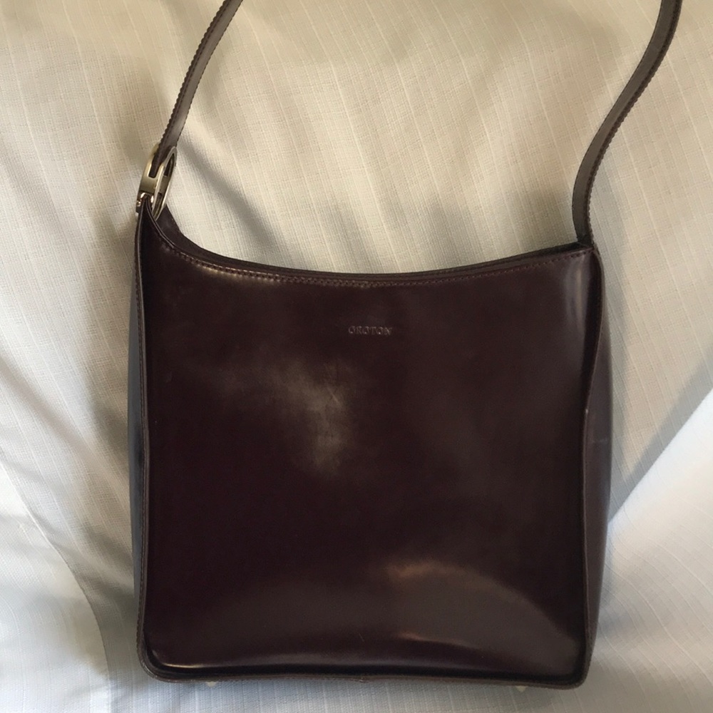 Oroton Dark Brown Leather Shoulder Bag